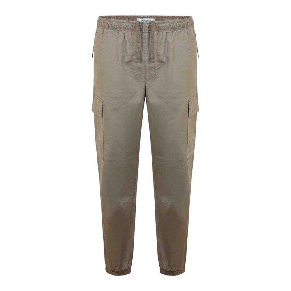 Jack Wills Mens Elasticated Cuff Cargo Pants / Fawn